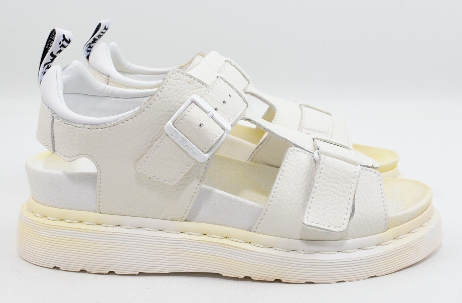 DR MARTENS Womens KAMILAH White Leather Chunky Sandals, size UK 7 / EU 41