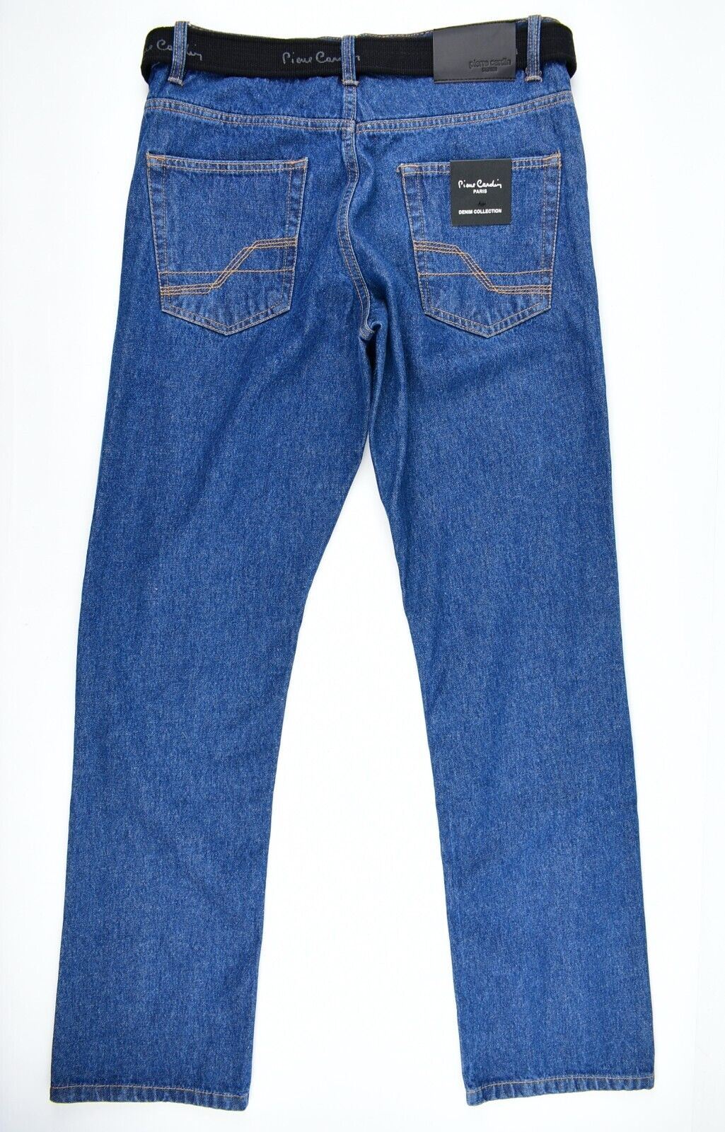 PIERRE CARDIN Mens Regular Fit Jeans, With Belt, Mid Blue, size W30 L32