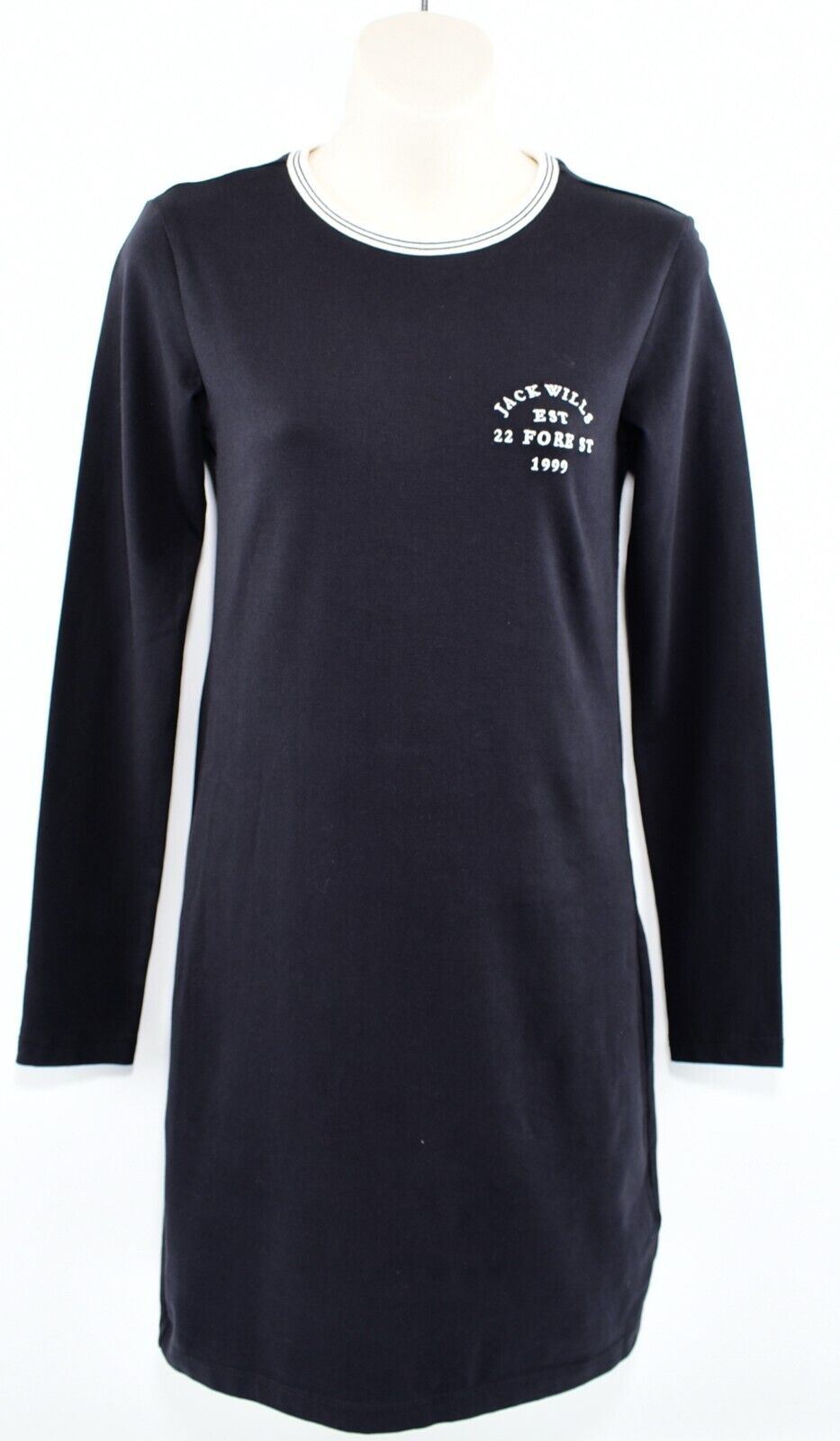 JACK WILLS Womens Capstaff Long Sleeve Jersey T-shirt Dress, Navy Blue size UK 8