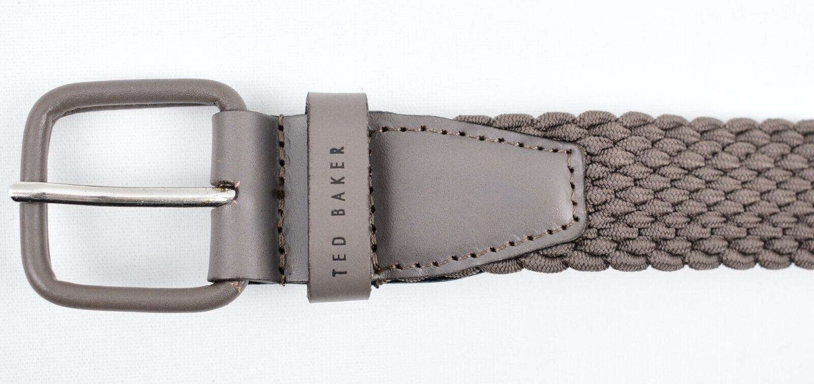 TED BAKER Mens ALBEA Woven Elastic Belt, Taupe, size S-M