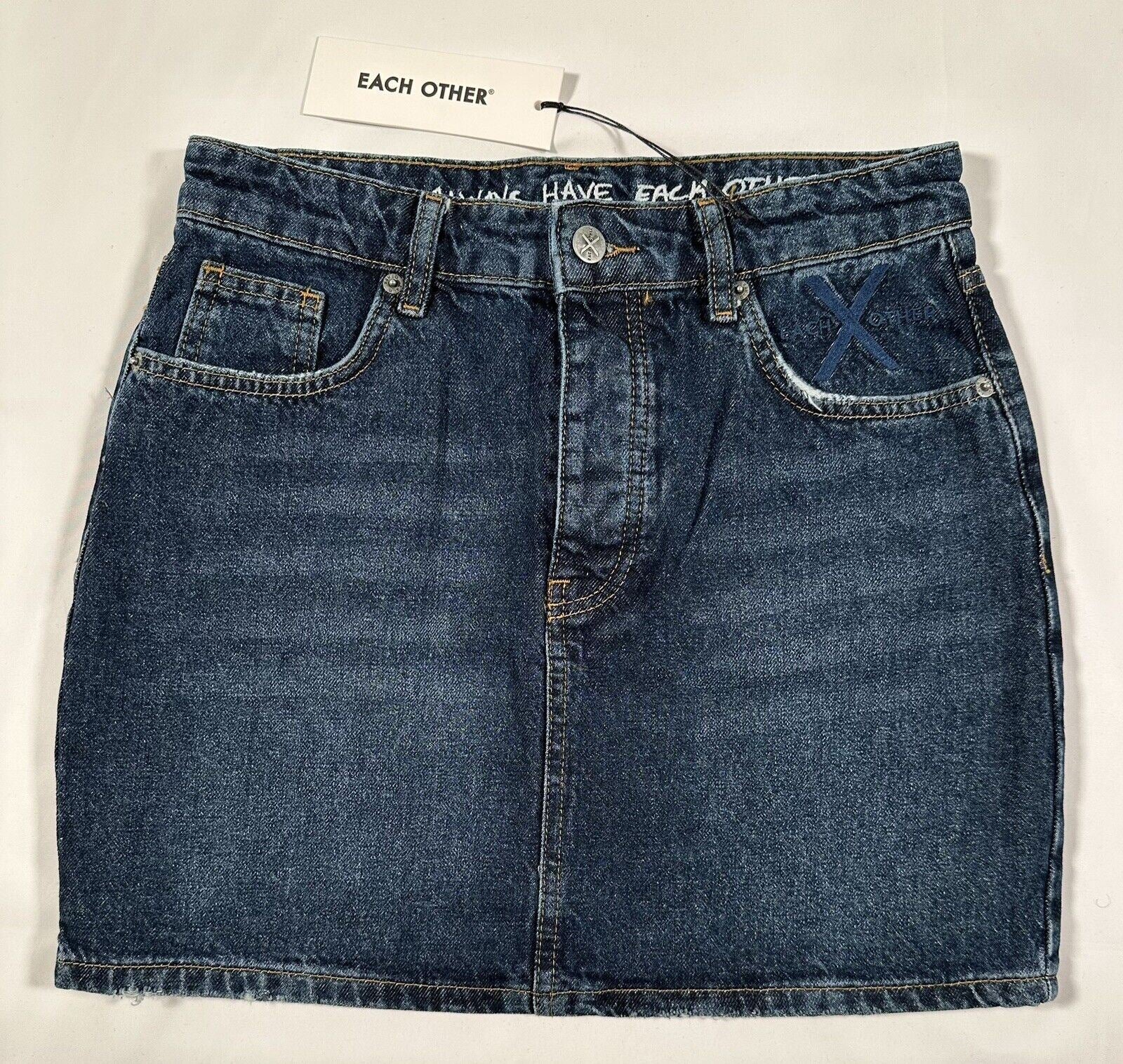 EACH OTHER Women's Dark Blue Denim Skirt Size Medium
