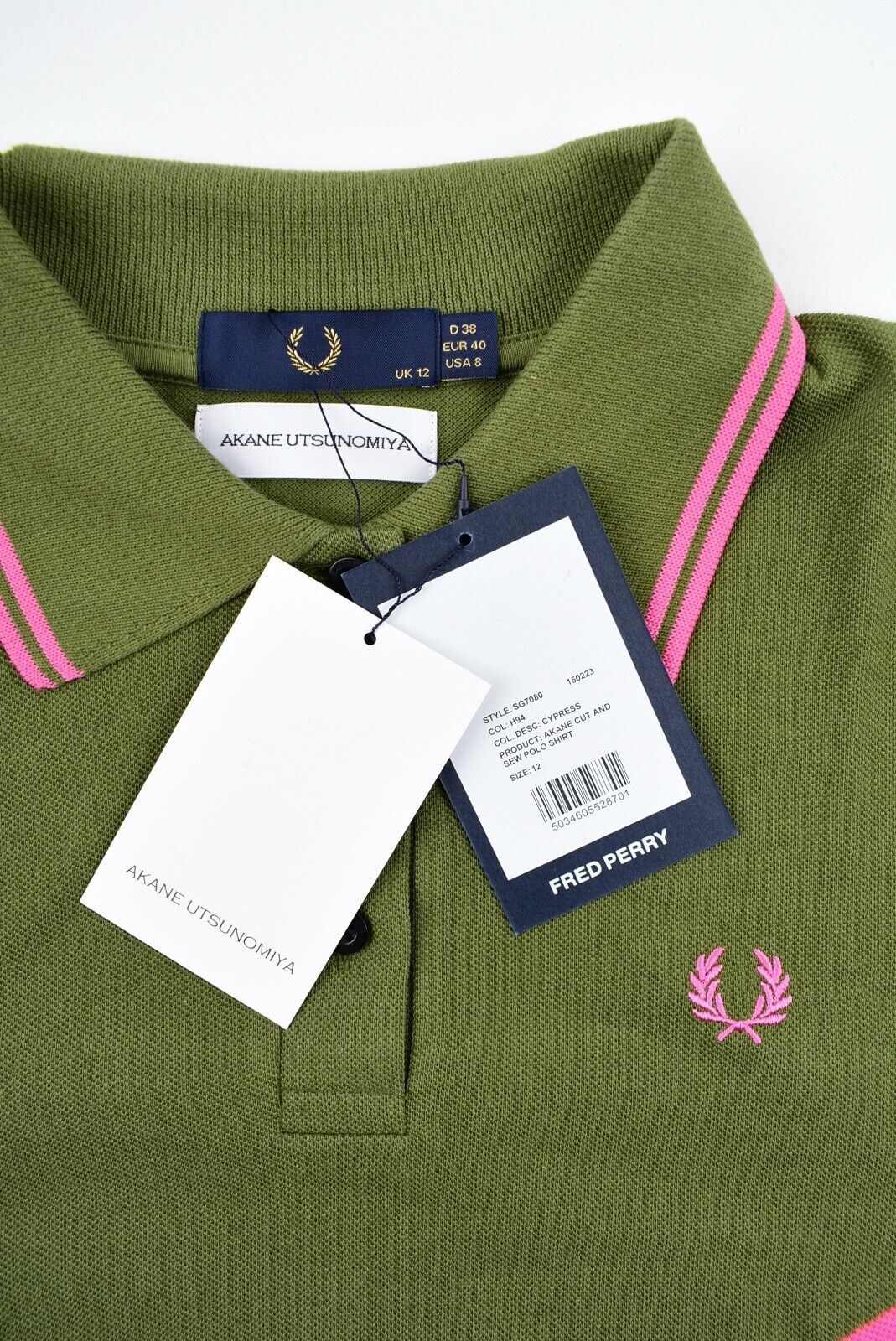 FRED PERRY x AKANE UTSUNOMIYA Womens Cut and Sew Polo Shirt , size UK 12