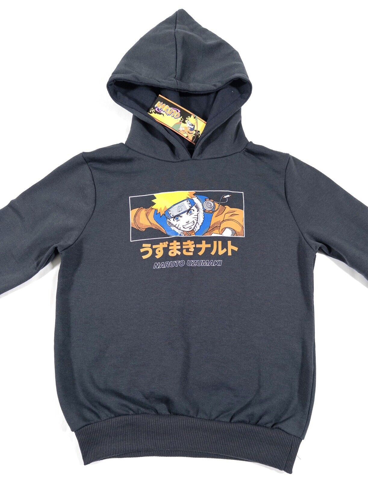 NARUTO UZUMAKI Kids Boys Navy Hoodie Anime Japanese Cartoon Size UK 12 Years