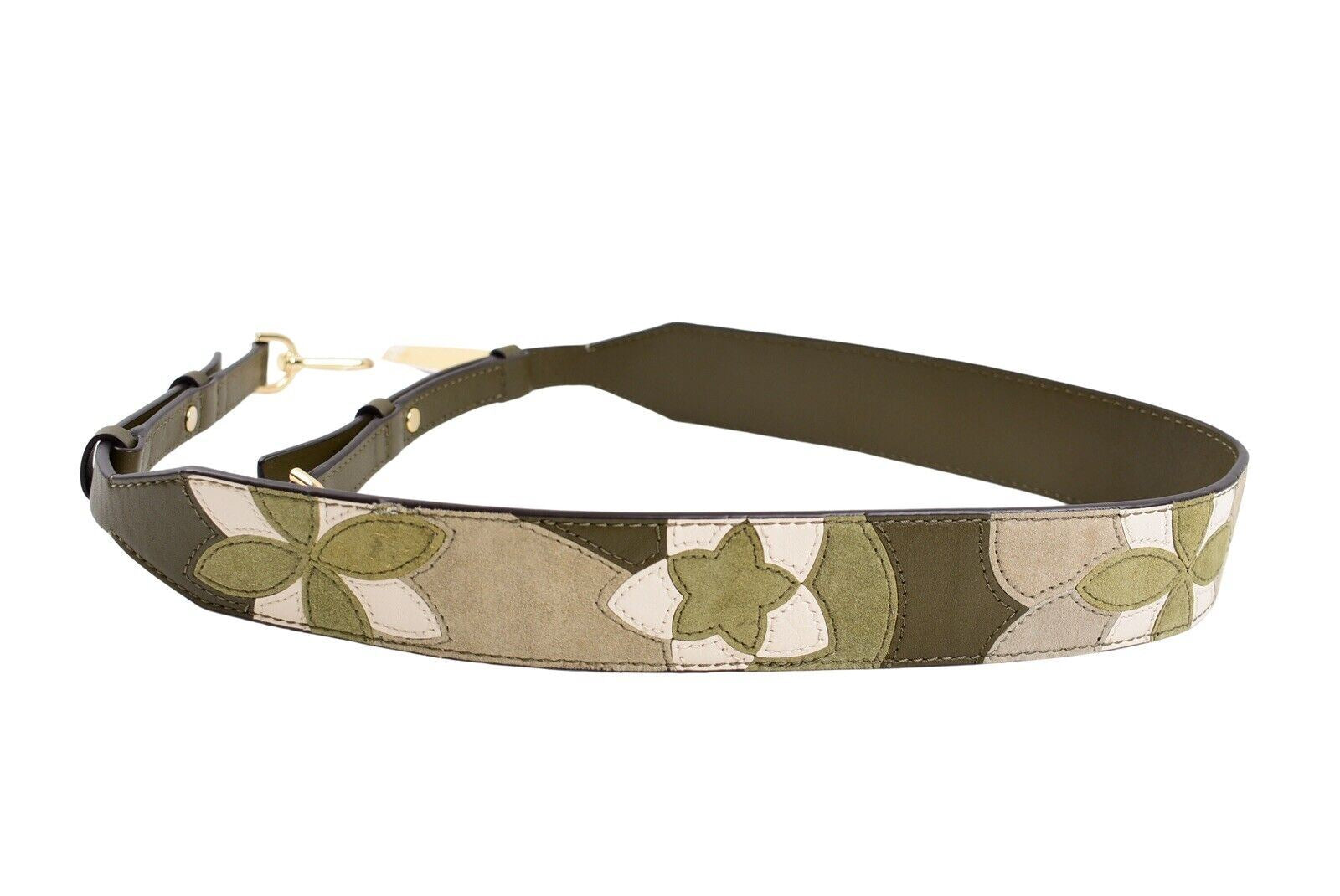 MICHAEL KORS Olive Green Floral Patchwork Bag Strap, RRP £115