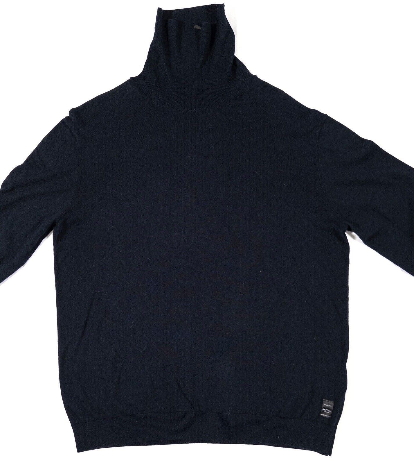 REPLAY Men's Roll Neck Jumper Navy Size UK XL
