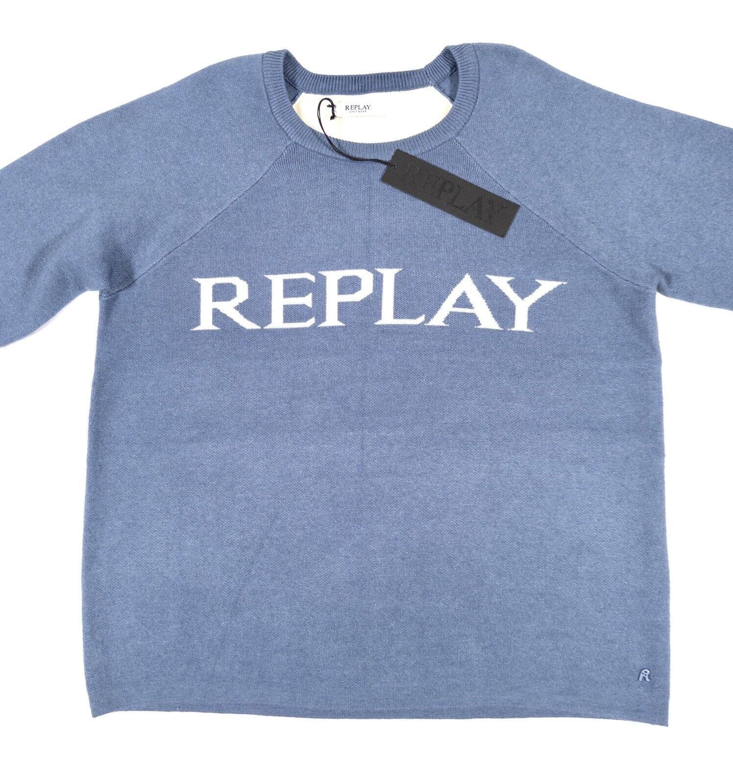 REPLAY Men's Jumper Knitwear Blue Size UK Large
