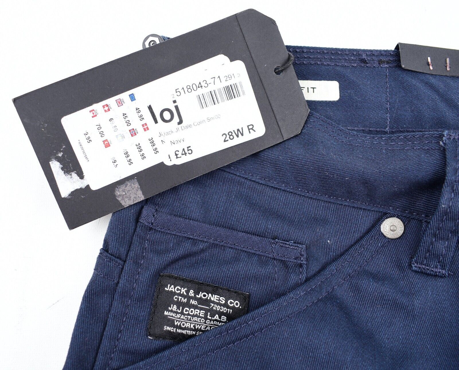 CORE by JACK & JONES Mens DALE COLIN Chino Pants, Navy Blue, size W28 L32