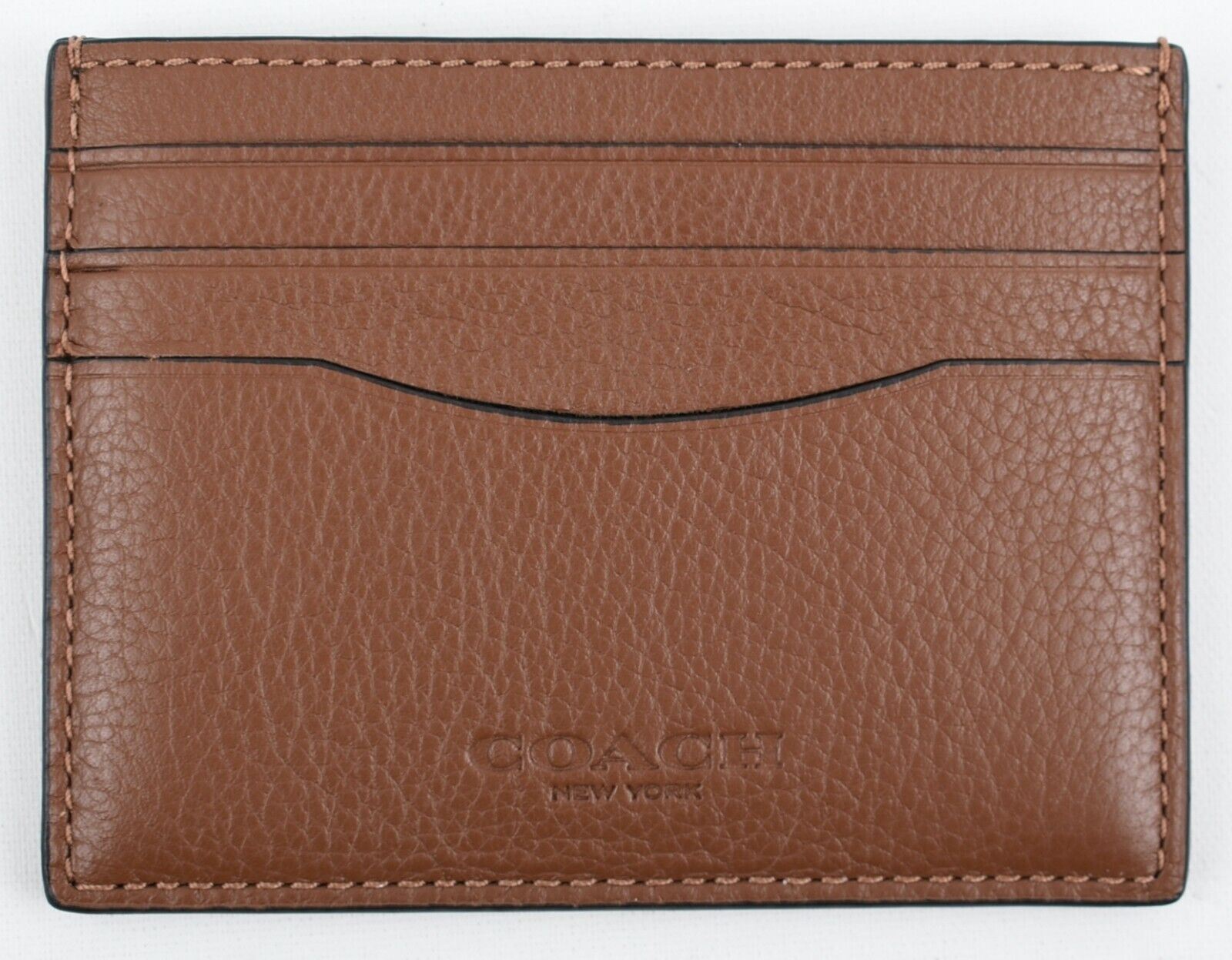 COACH Genuine Leather Card Holder, Dark Saddle (Brown)