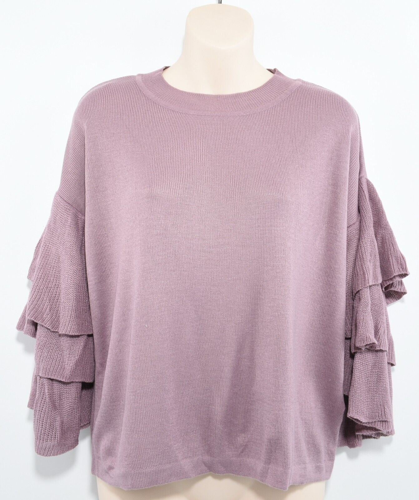 DEREK HEART Womens Knitted Top, Jumper, Tiered Sleeves, Purple, size SMALL