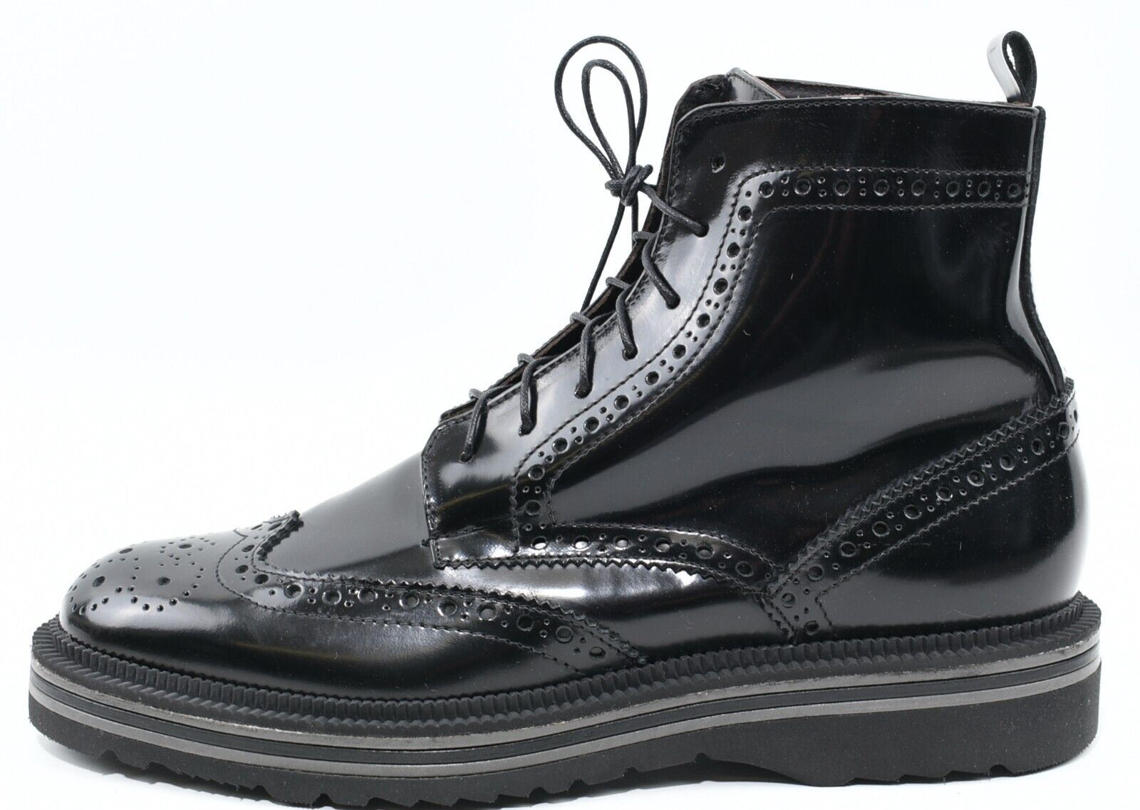 GUARDIANI Mens Genuine Leather Brogue Boots Shoes, Black, size UK 9 /EU 43