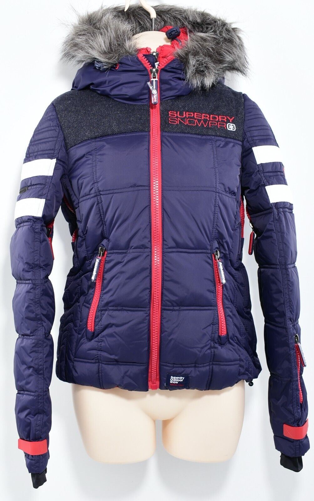 SUPERDRY GT Racer Womens Ski Jacket, Tricolour (Dark Blue), size XXS