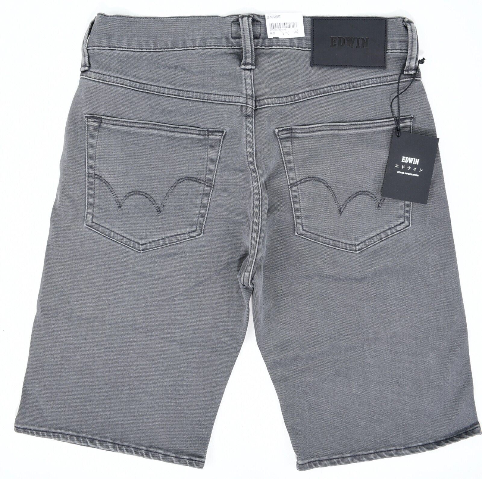 EDWIN ED-55 Mens Denim Shorts, Straight Leg, Washed Black (Grey), size 29
