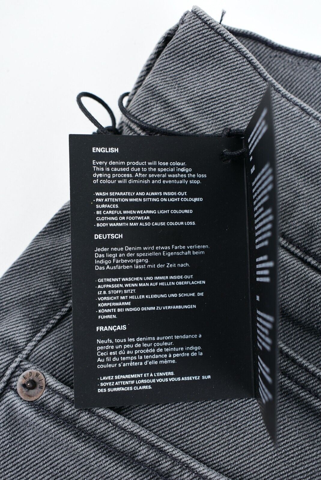 EDWIN ED-55 Mens Denim Shorts, Straight Leg, Washed Black (Grey), size 29