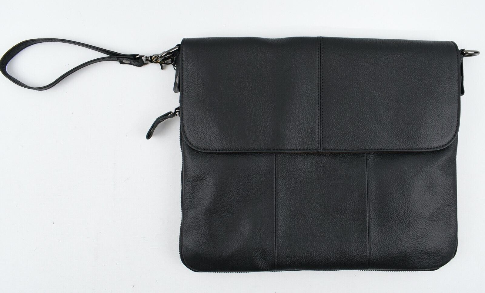 Genuine Cowhide Leather Messenger Bag /Crossbody /Shoulder Bag, Black