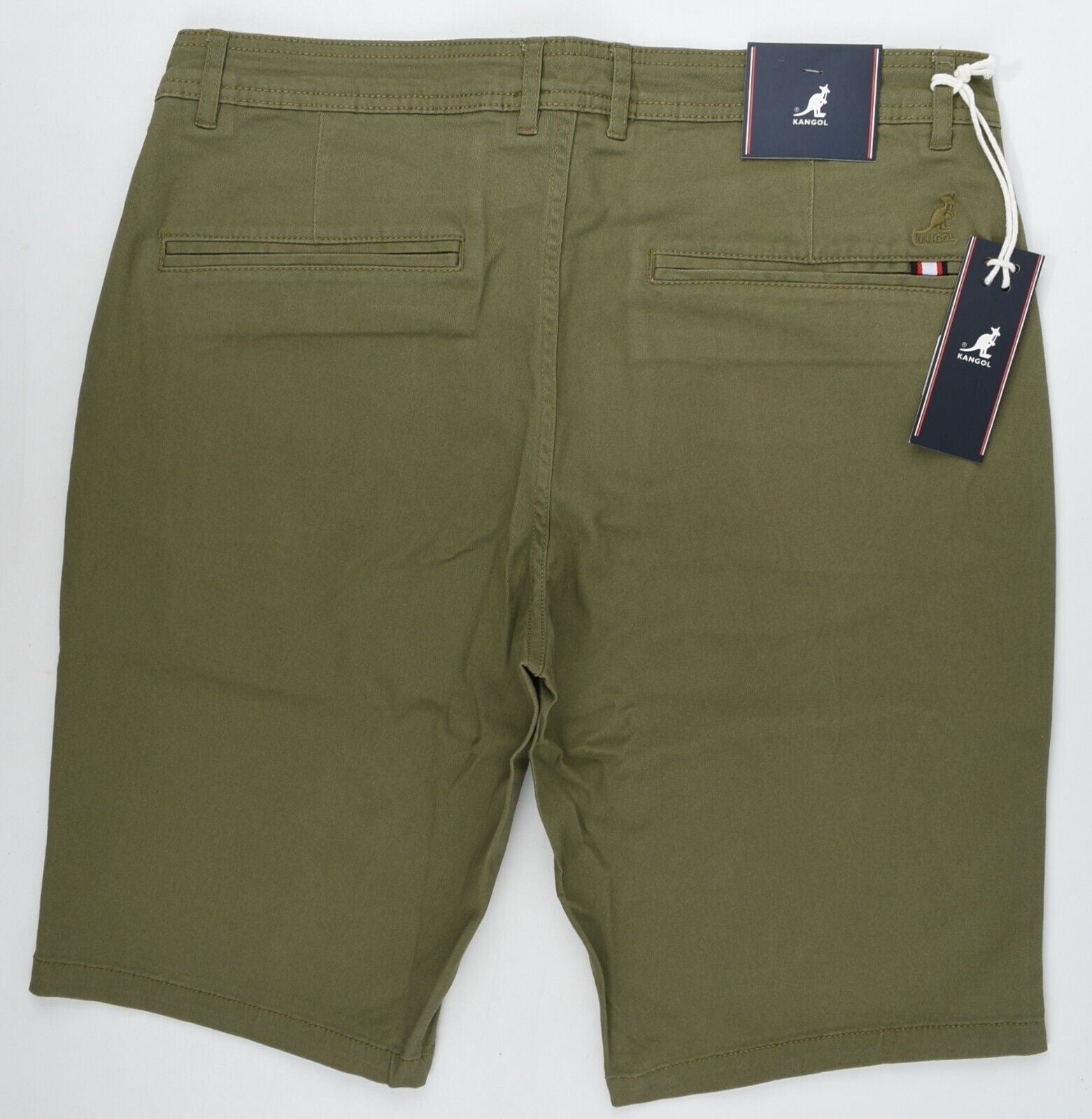 KANGOL Mens Chino Shorts, Khaki Green, size LARGE