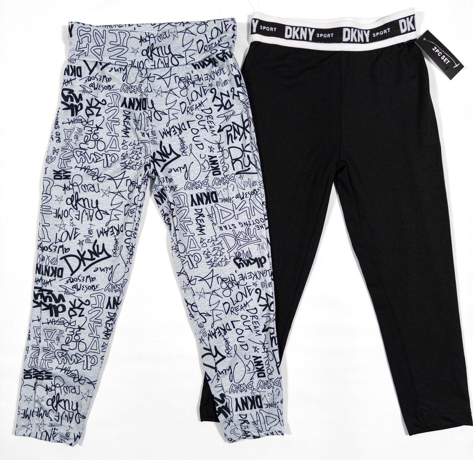 DKNY SPORT Kids Girls 2 peice set Leggings Grey and Black Size UK 2 Years