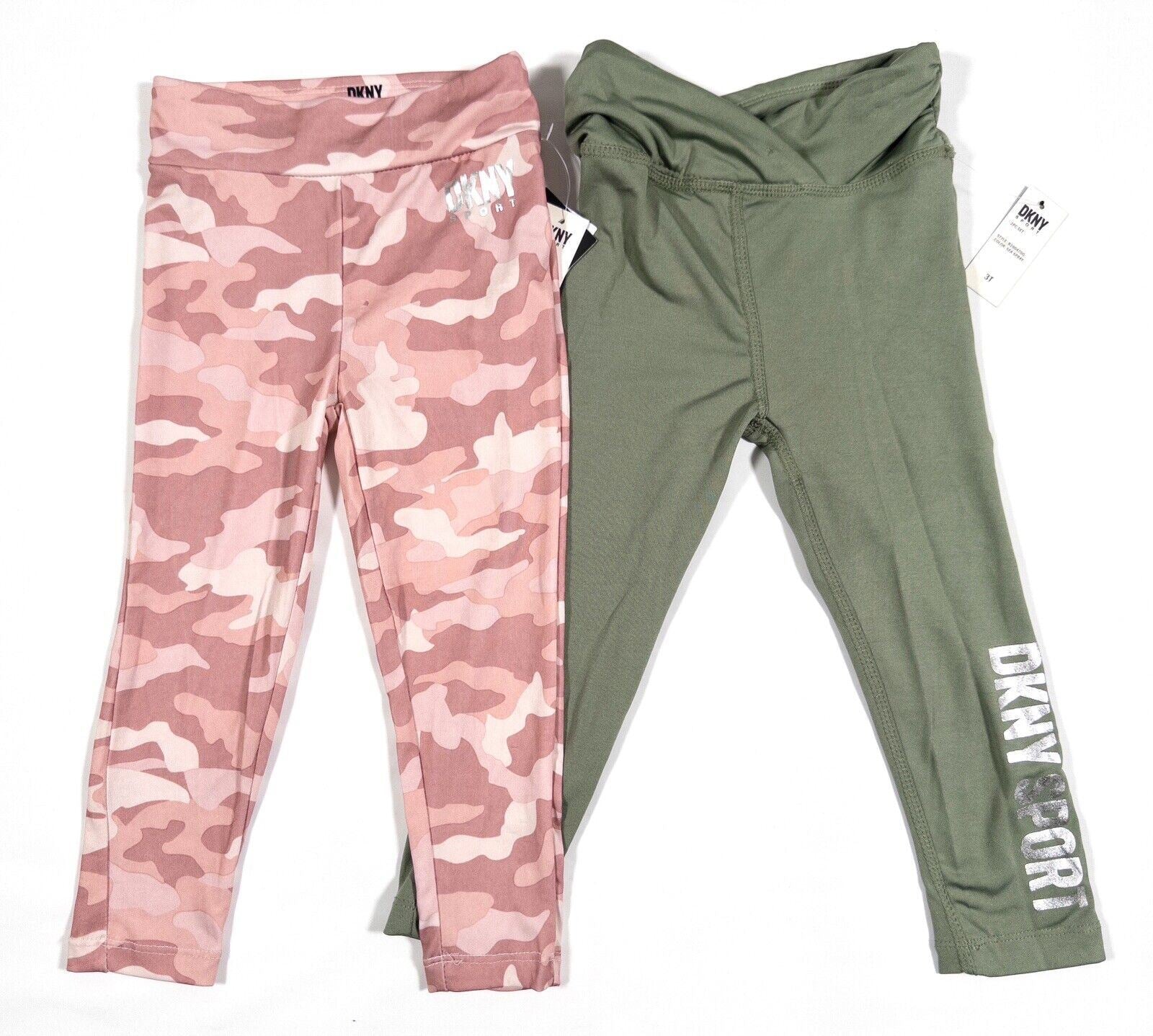 DKNY SPORT Kids Girls Green and Pink 2 peice set Leggings Size UK 3 Years