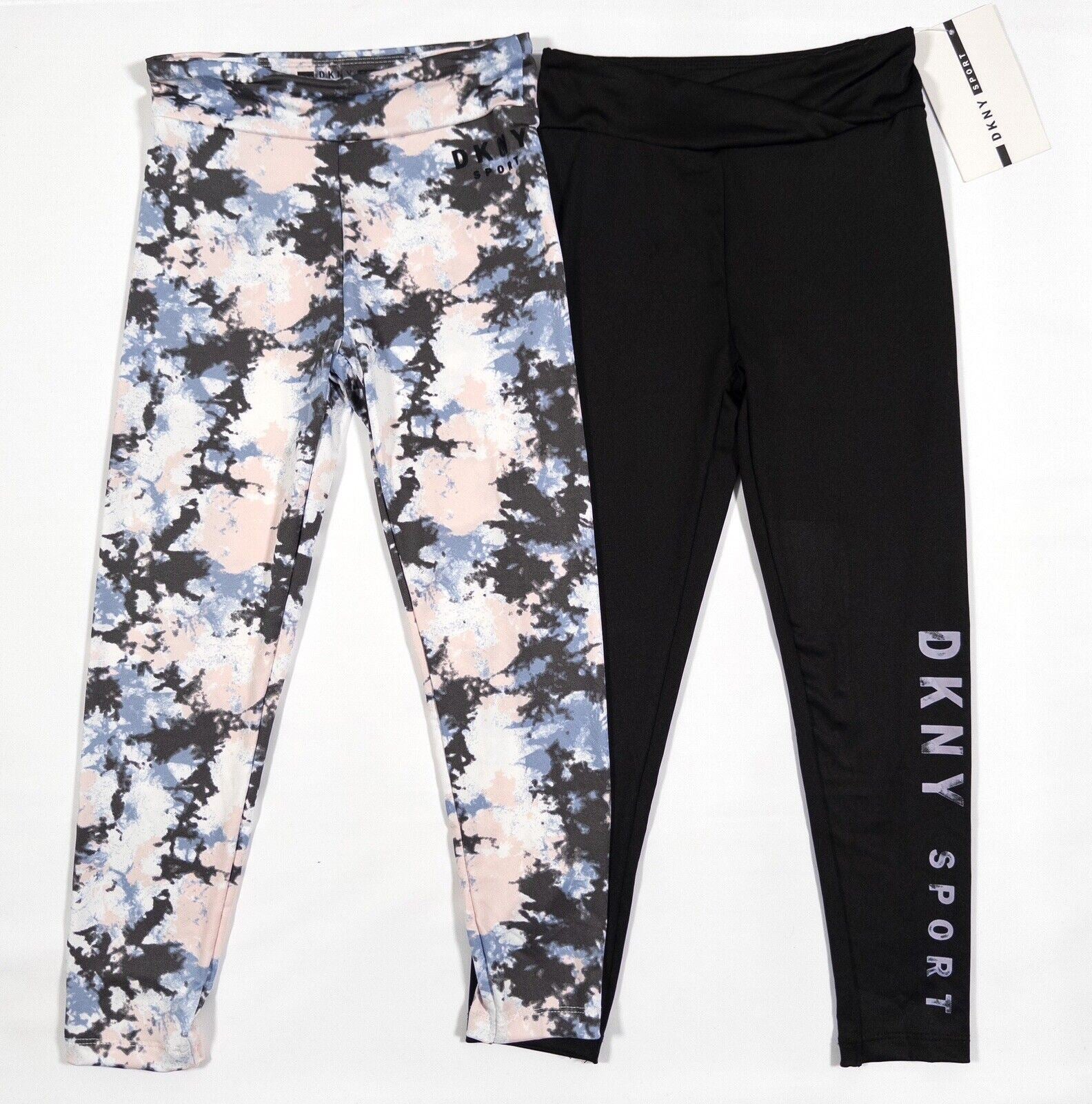 DKNY SPORT Kids Girls Leggings Black Pink Blue 2 peice Size UK 6 Years