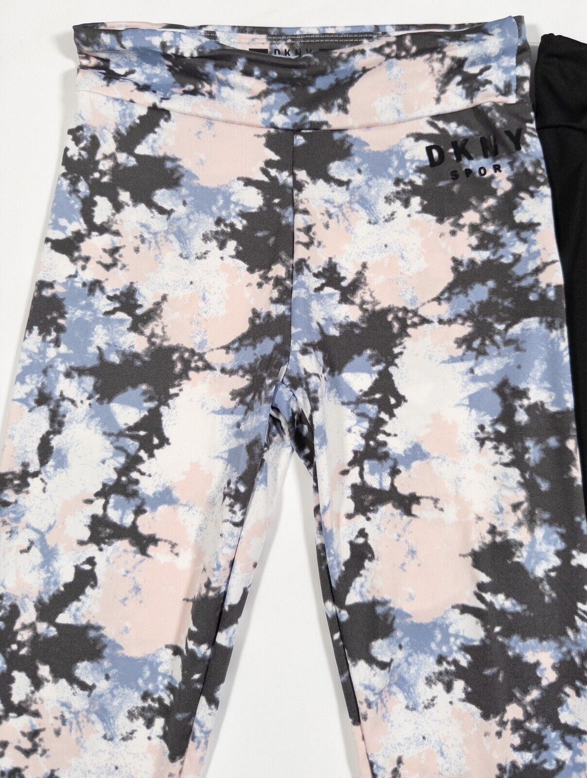 DKNY SPORT Kids Girls Leggings Black Pink Blue 2 peice Size UK 6 Years