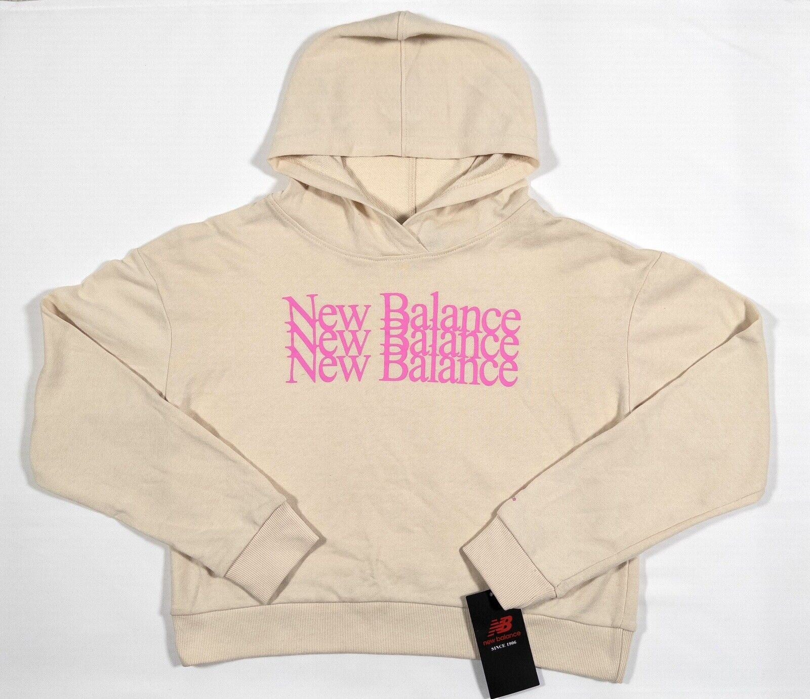 NEW BALANCE Kids Girls Beige Hoody Jumper Size UK 7-8 Years
