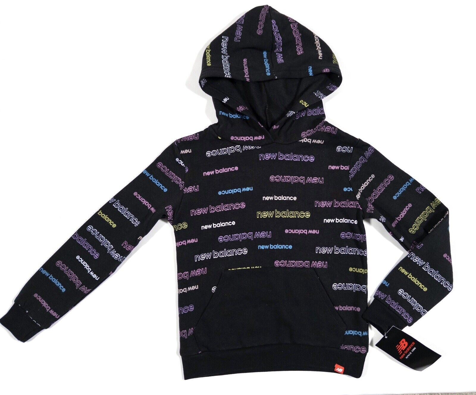 NEW BALANCE Kids Girls Black Hoodie Jumper Size UK 4 Years