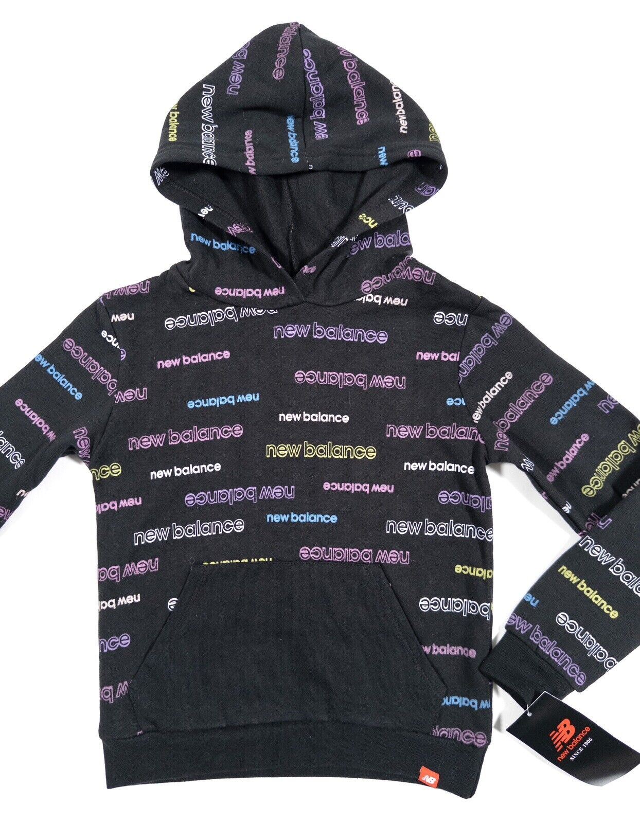 NEW BALANCE Kids Girls Black Hoodie Jumper Size UK 4 Years