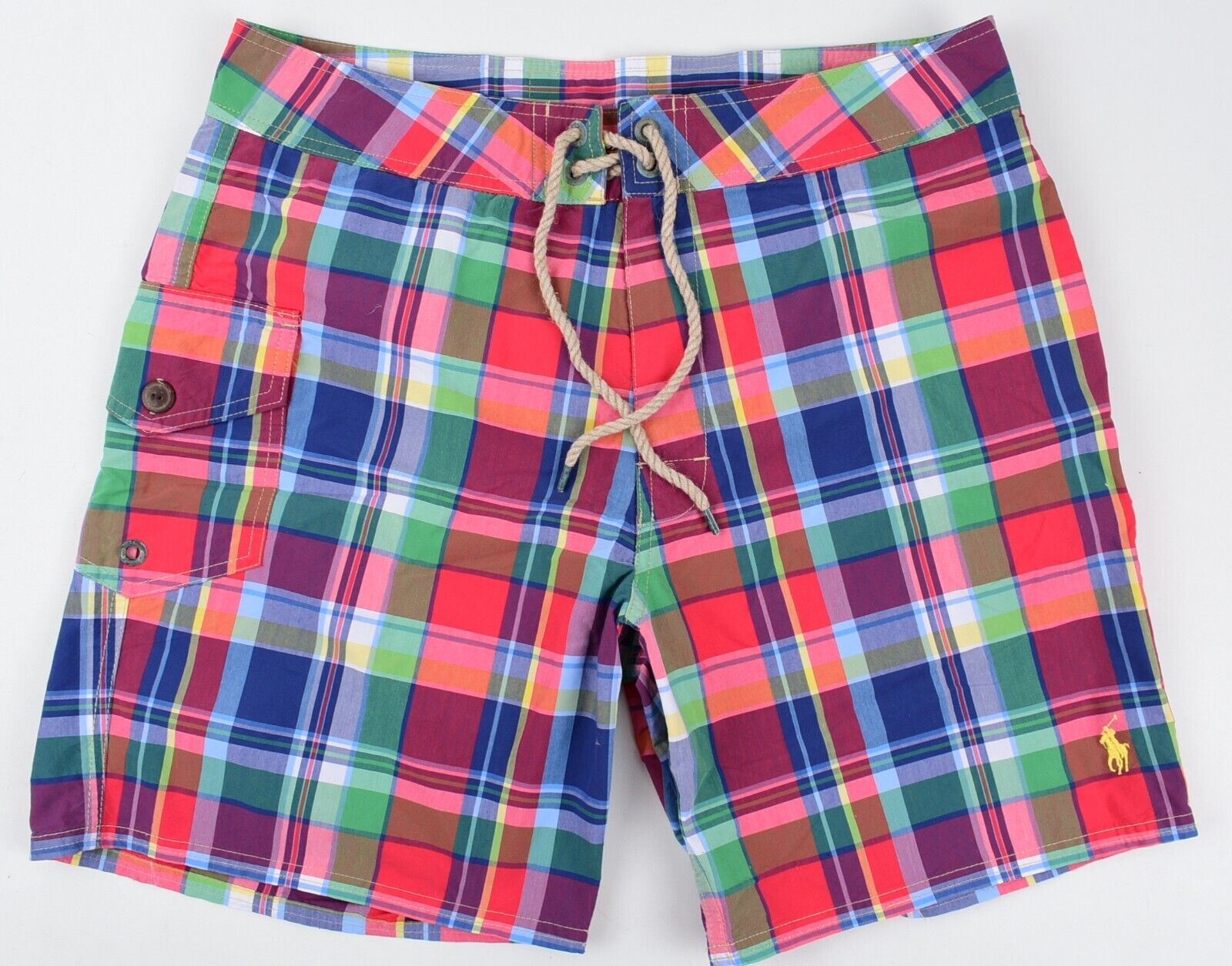 POLO RALPH LAUREN Mens Swim Shorts, Red/Multi/Check, size W30