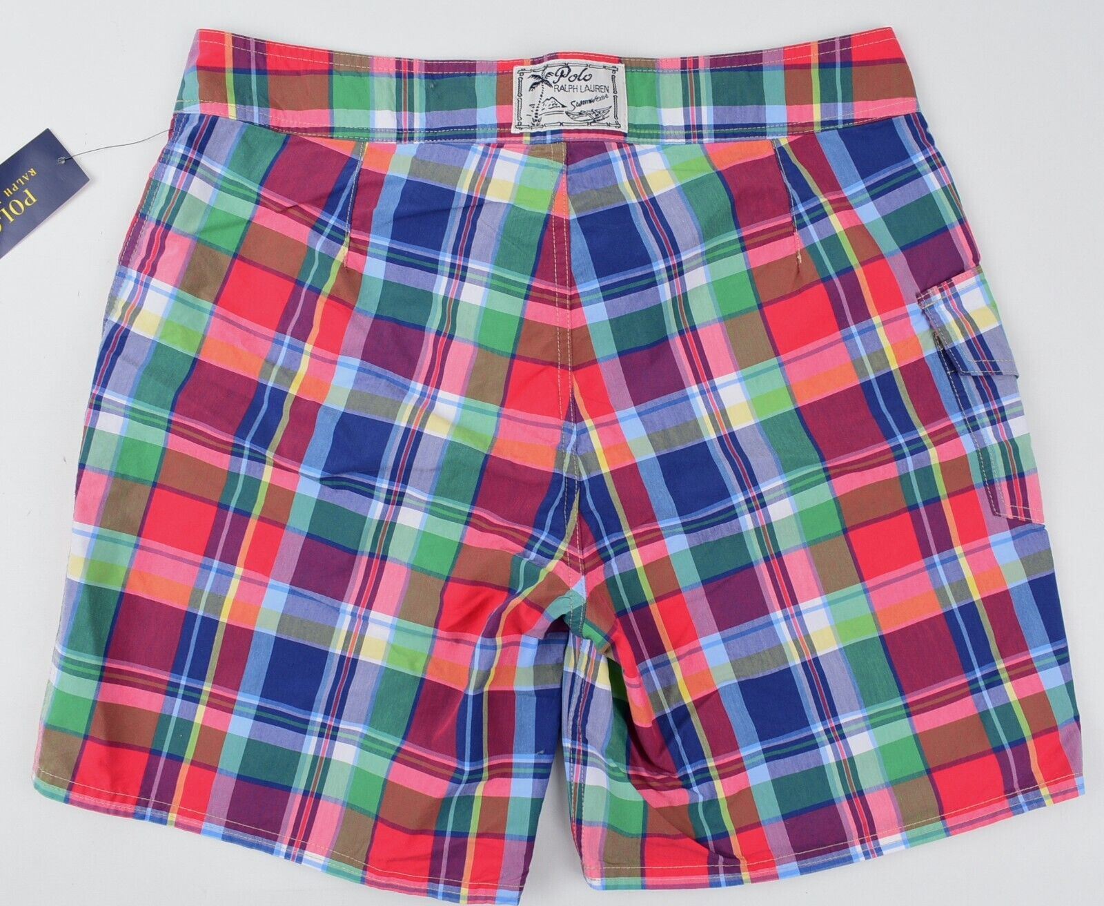 POLO RALPH LAUREN Mens Swim Shorts, Red/Multi/Check, size W30