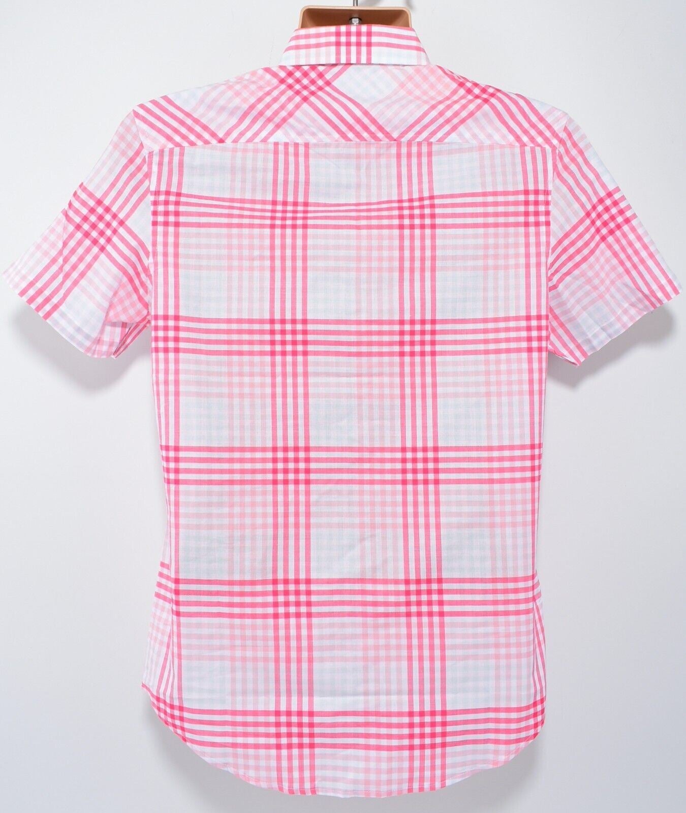PENGUIN Mens Heritage Slim Fit Short Sleeve Shirt, Red Check, size S