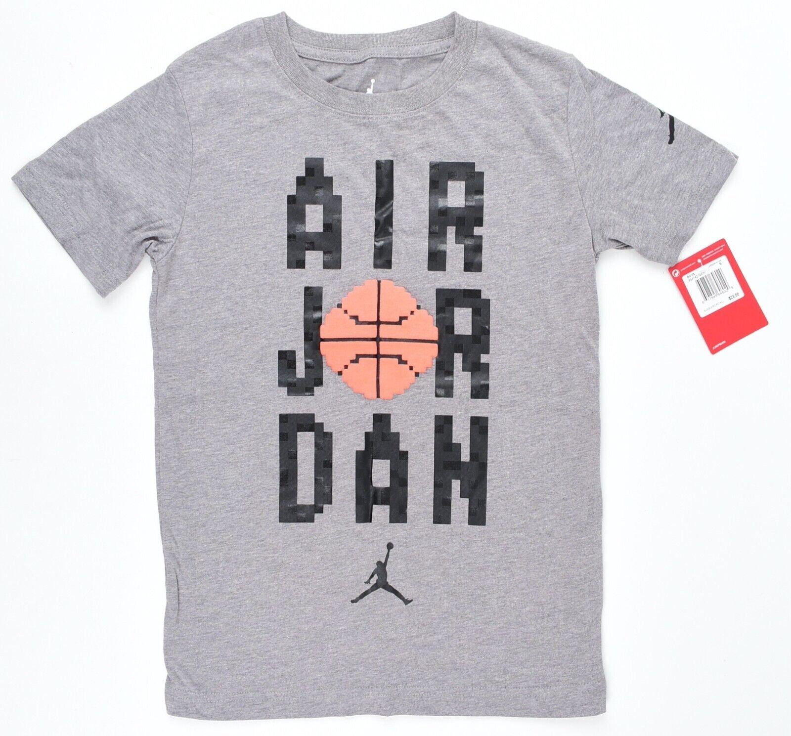 NIKE AIR JORDAN Boys Kids Logo Print T-shirt, Grey, size 8-10 years