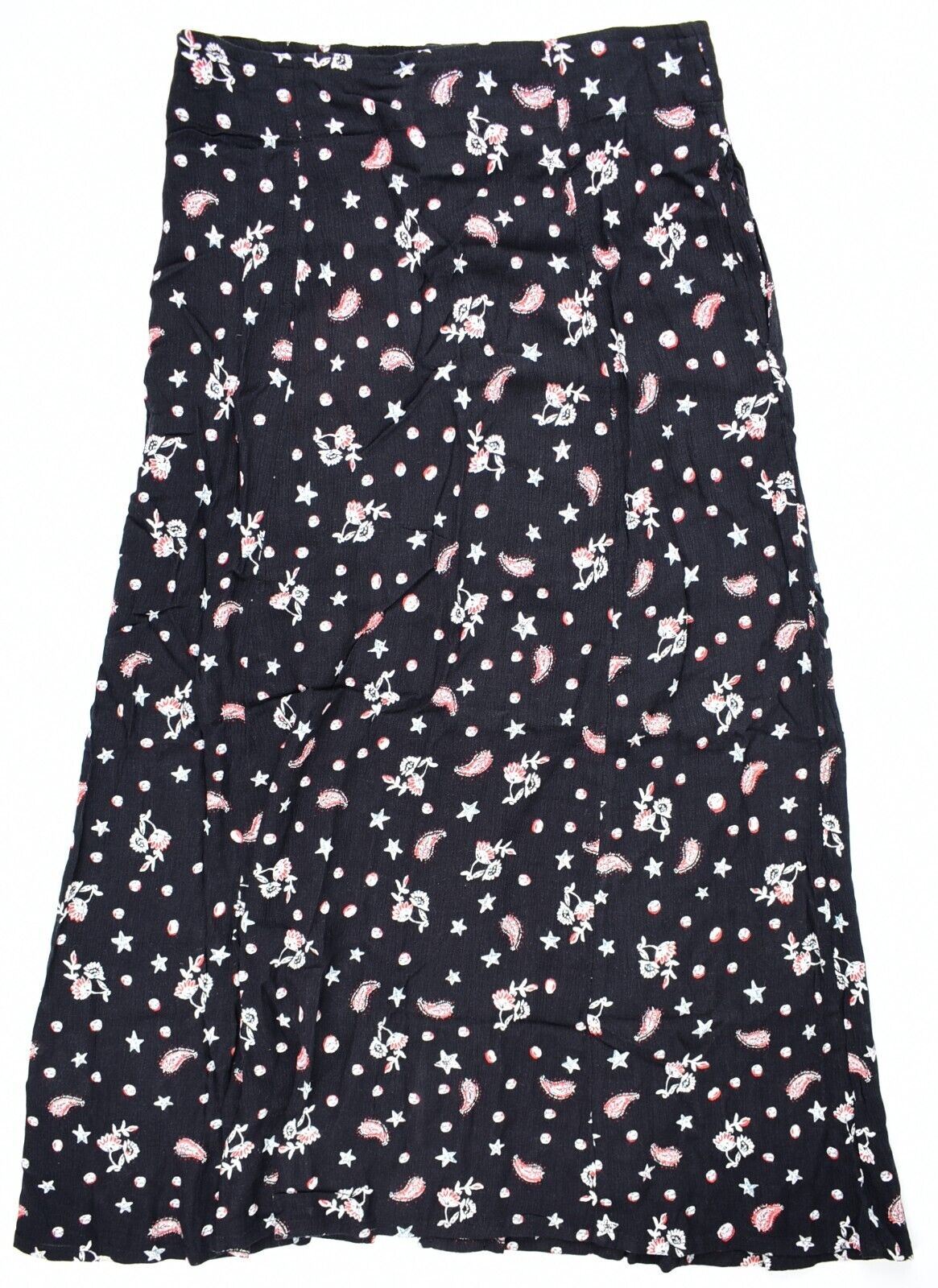 SUPERDRY Womens LAYLA Midi Skirt, Black/Petra Paisley, size XS/ UK 8