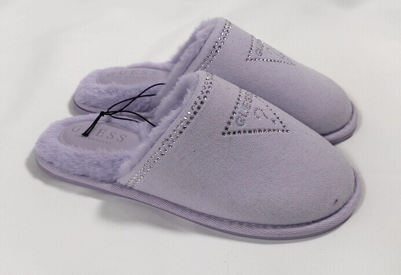 GUESS Women's Lilac Fluffy Slip On Slippers Size UK 4
