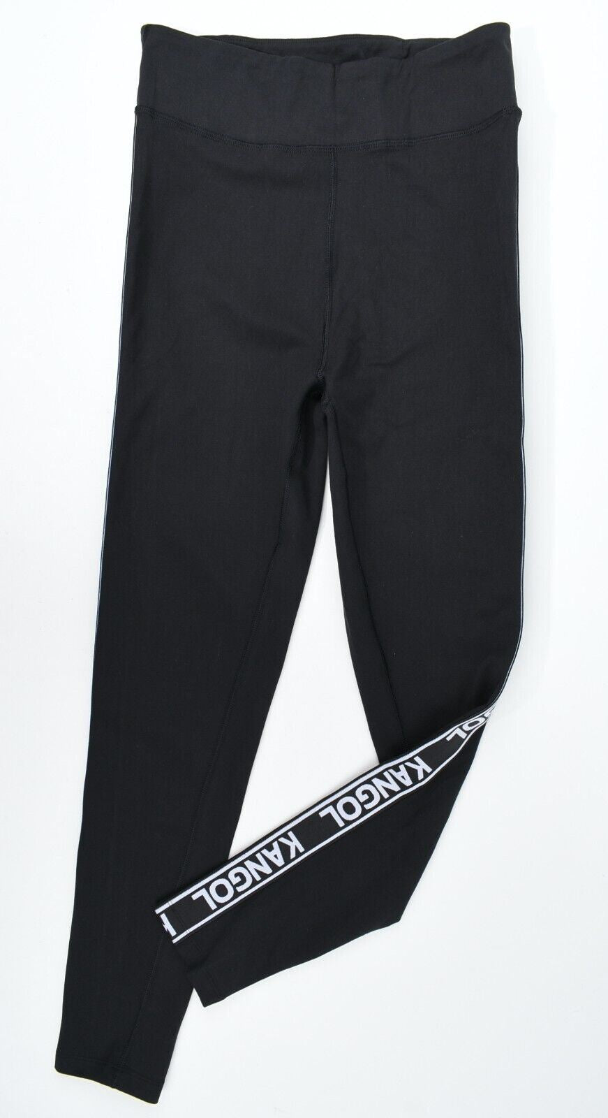 KANGOL Womens Cotton Leggings, Black/with Side Tape, size L/UK 14