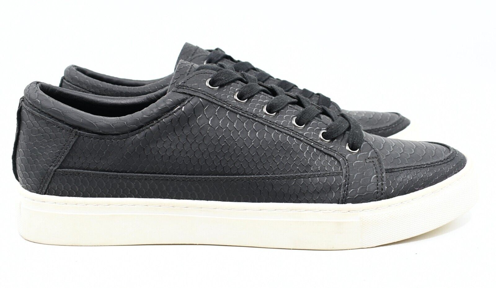 KURT GEIGER Mens Faux Leather Trainers Sneakers, Black, size UK 9 *EX DISPLAY*
