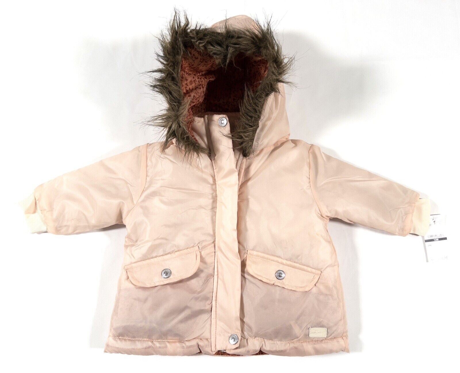 7 FOR ALL MANKIND Infant Girls 3 piece set Pink Coat Top Jeans Size UK 12 Months