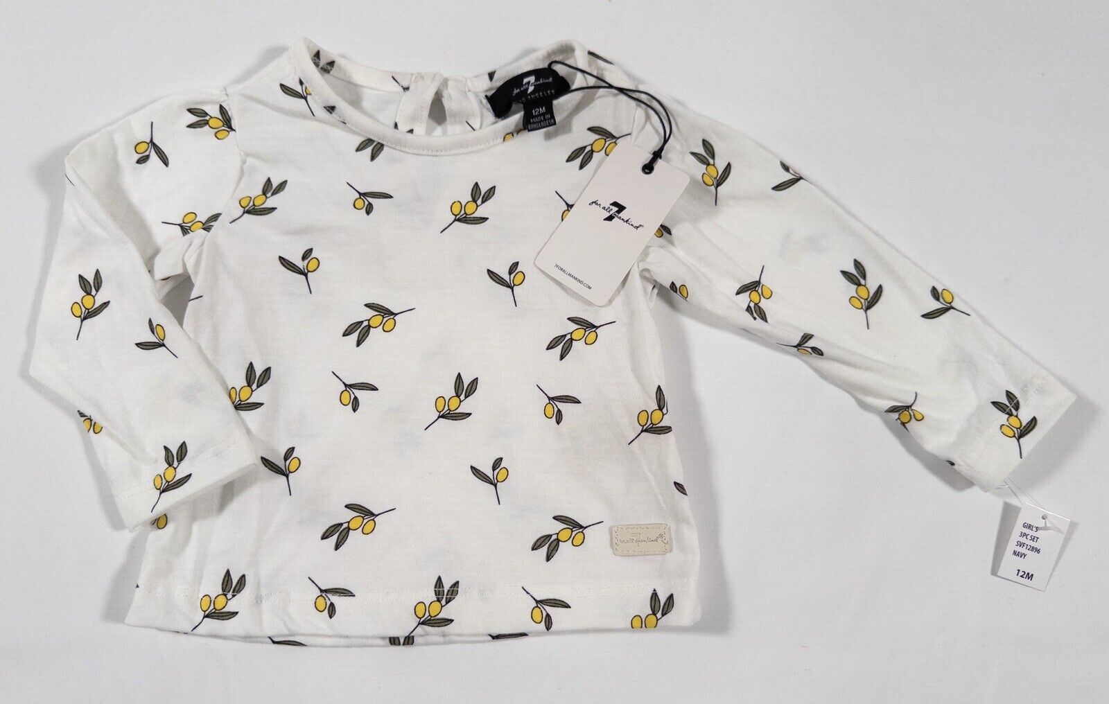 7 FOR ALL MANKIND Infant Girls Blue 3 piece set Coat Trousers Top Size UK 12m