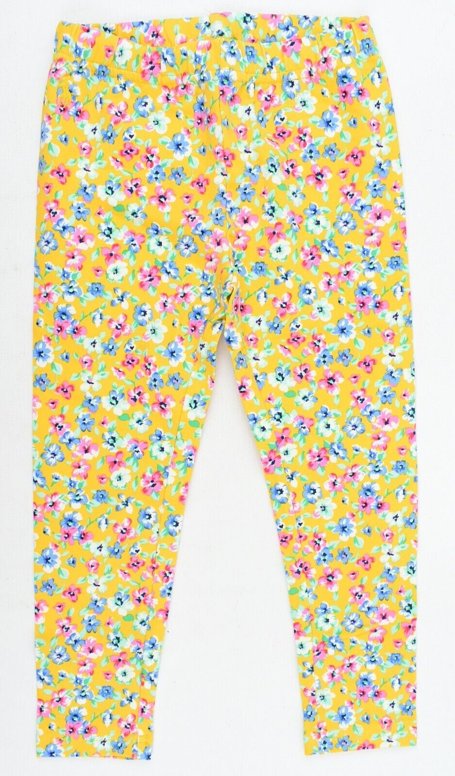 POLO RALPH LAUREN Girls Floral Print Cotton Leggings, Spring Yellow size 4 years