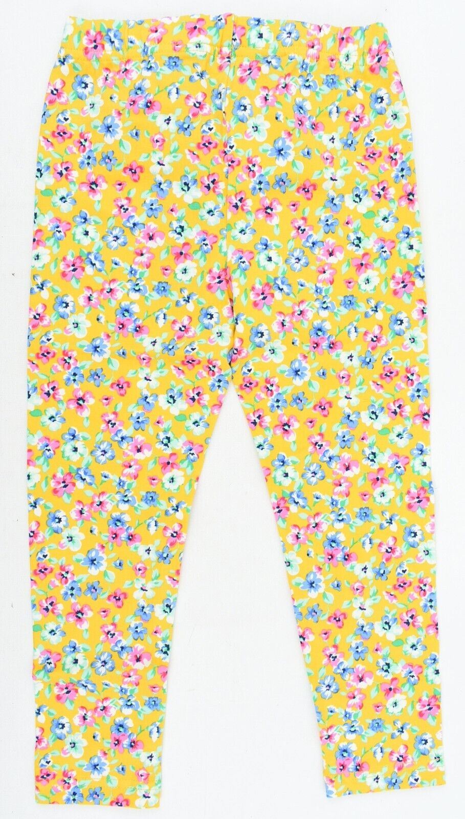 POLO RALPH LAUREN Girls Floral Print Cotton Leggings, Spring Yellow size 4 years