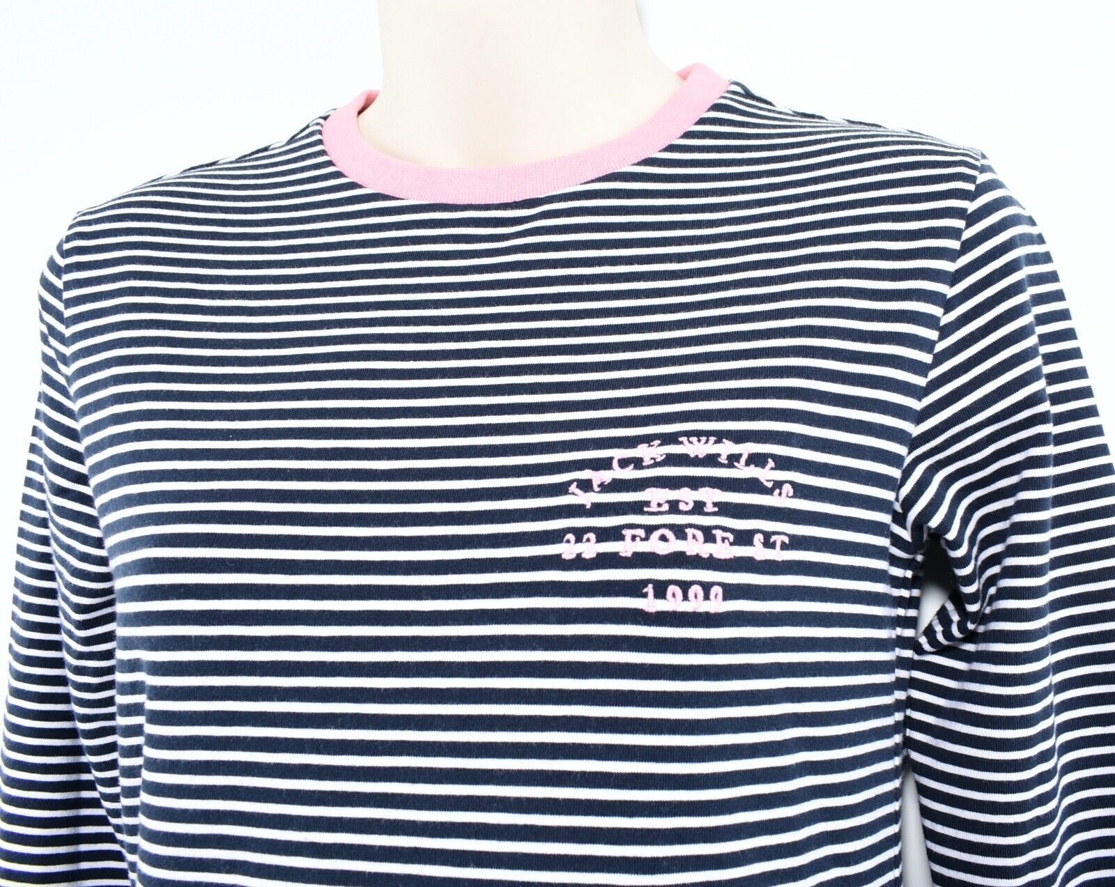 JACK WILLS Womens Long Sleeve Sneaker Dress, White/Navy Blue Striped, size UK 8