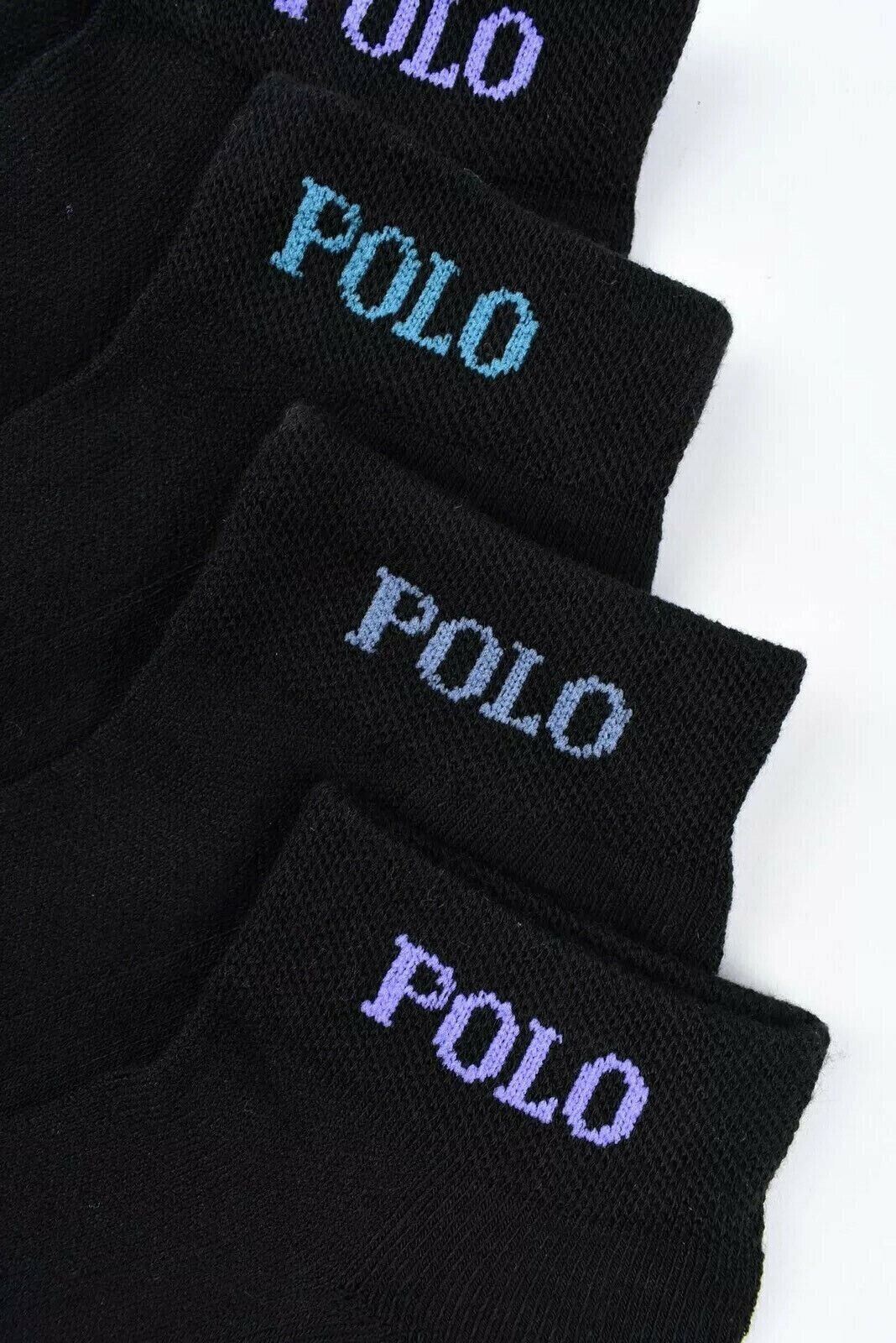 POLO RALPH LAUREN Womens 6-pack Trainer Sport Socks, Black, size UK 4-7