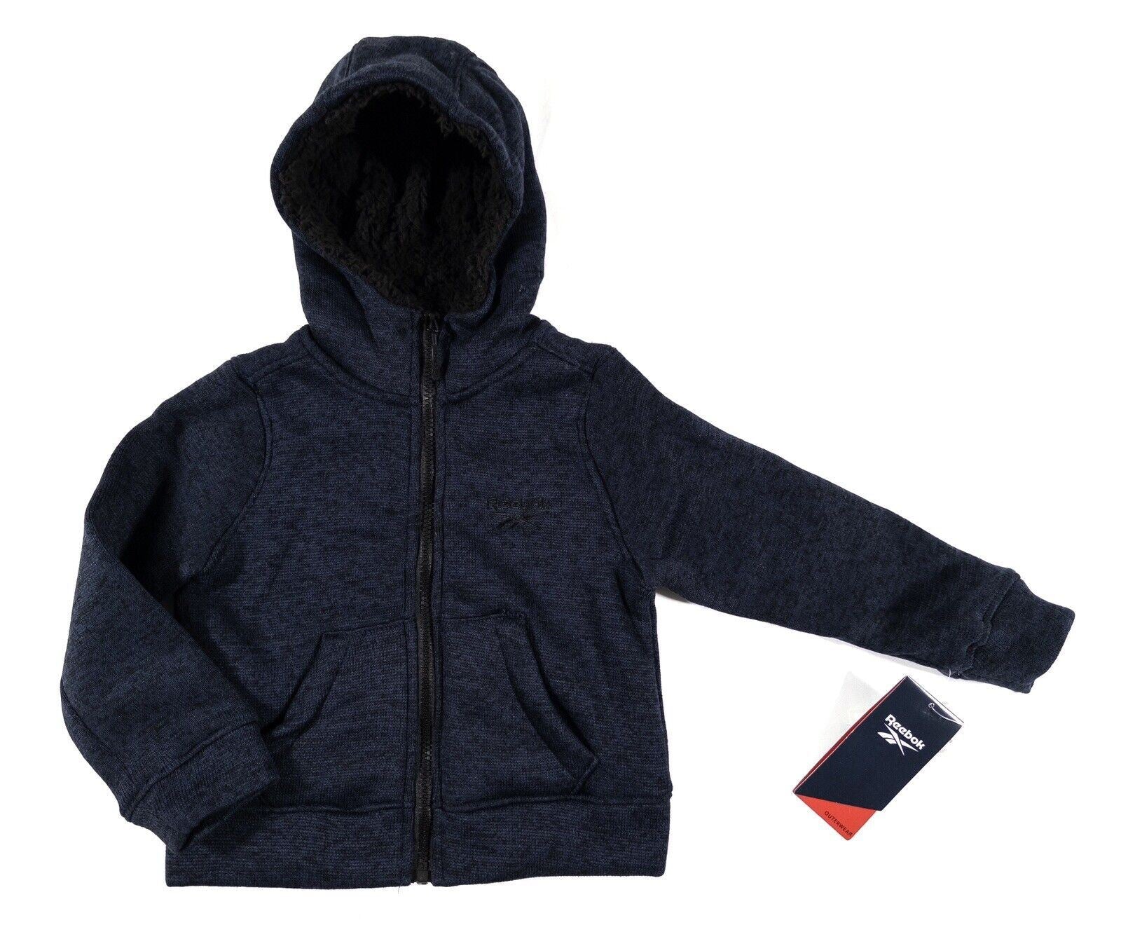 REEBOK Kids Boys Blue Zip Up Hoodie Jumper Size UK 4 Years