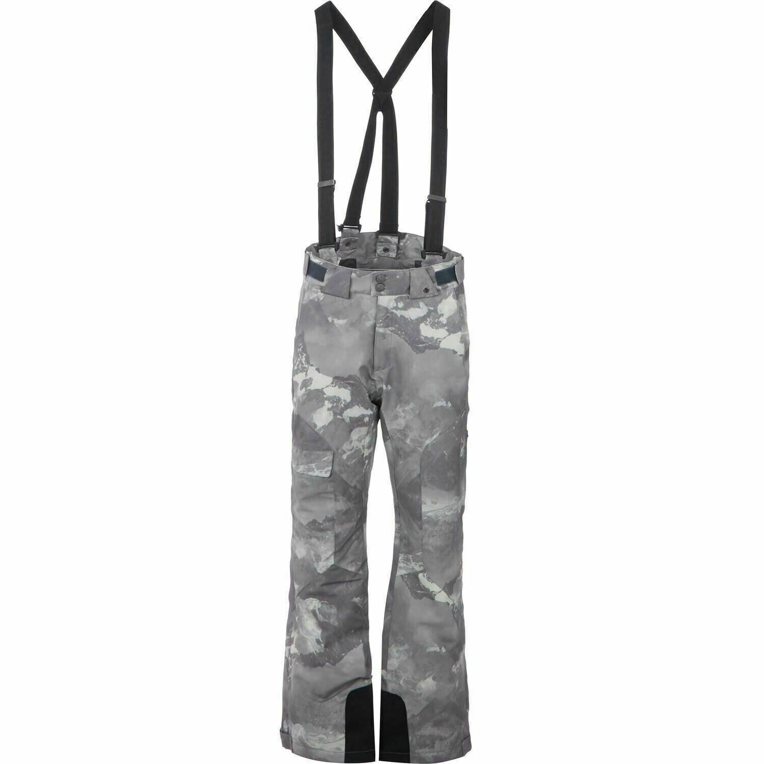 SPYDER Mens AXEL Full Side Zip Ski Trousers Pants, Grey Camouflage, size S