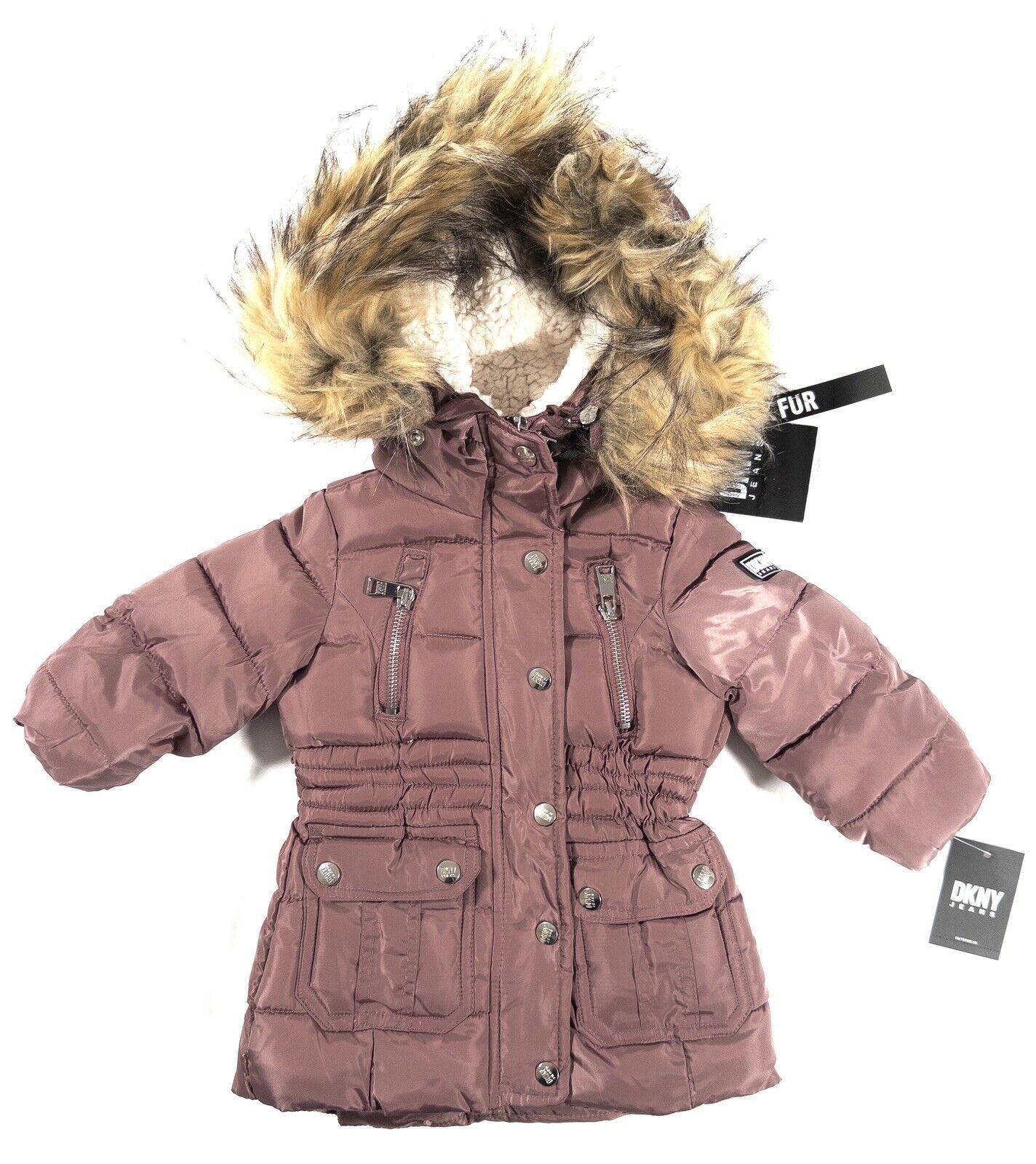 DKNY JEANS Baby Girls Coat Purple Hooded Size UK 12 Months