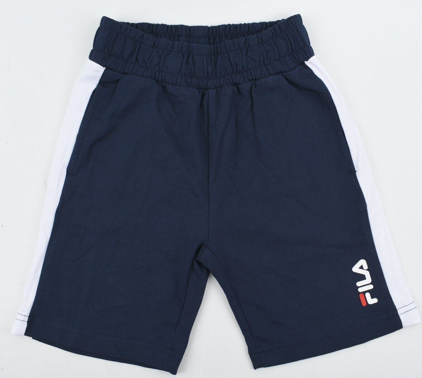 FILA Boys French Terry Cotton Shorts, Blue/White, size 5-6 years