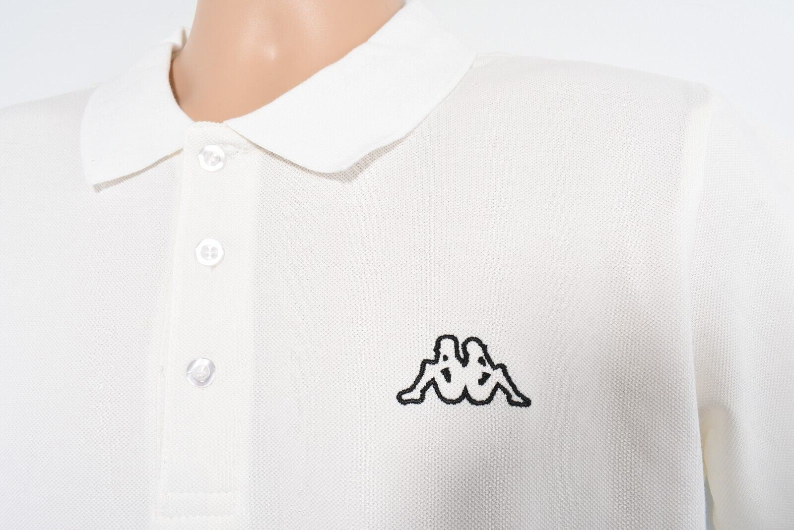 KAPPA Mens Short Sleeve Polo Shirt, Cotton Pique, Ivory White, size SMALL
