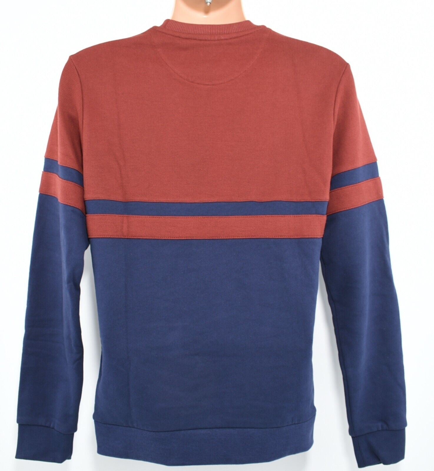 LYLE & SCOTT Mens Colourblock Sweatshirt, Rust Brown/Navy Blue, size SMALL