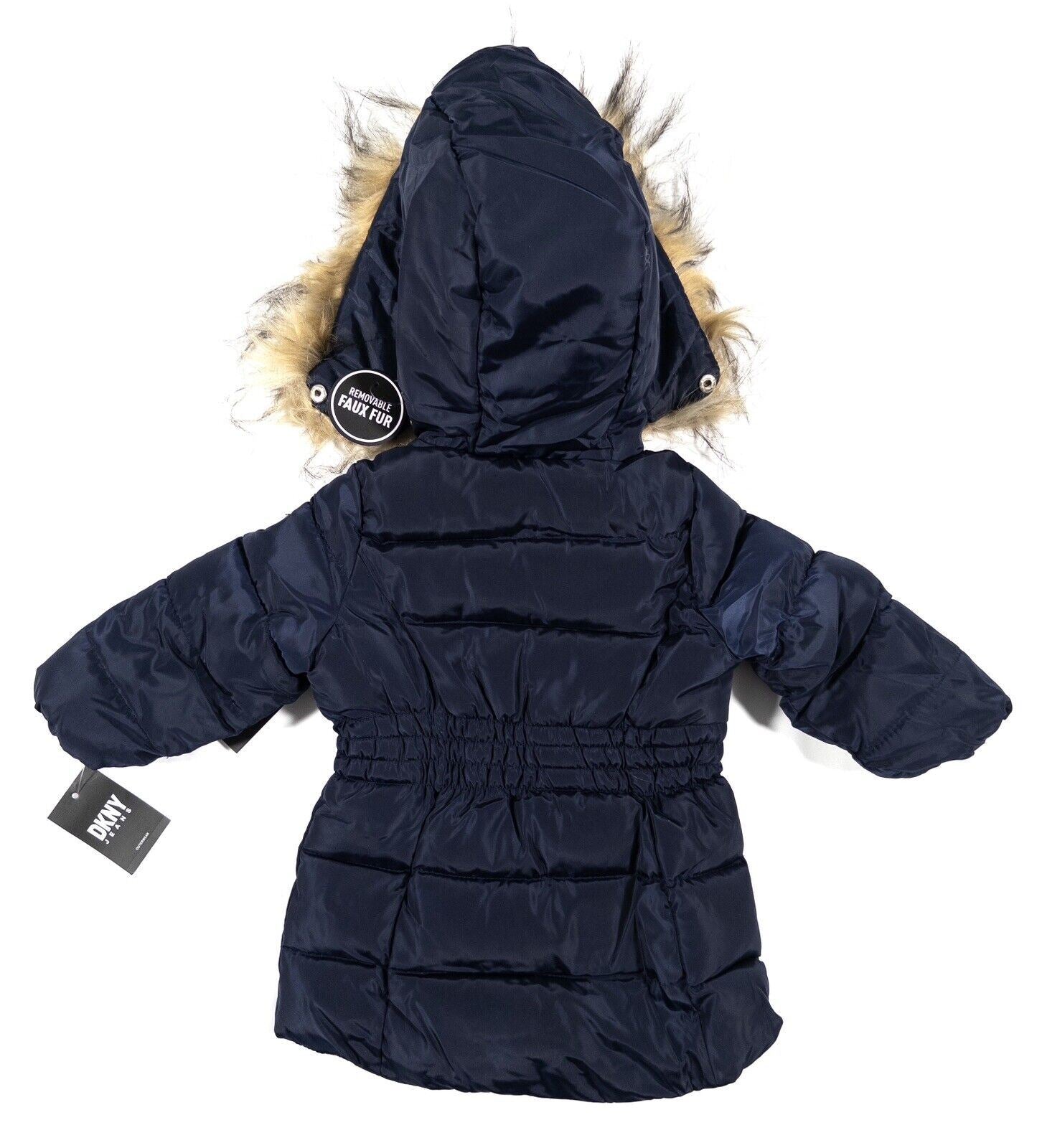 DKNY JEANS Kids Girls Blue Hooded Parka Coat Size UK 3 Years