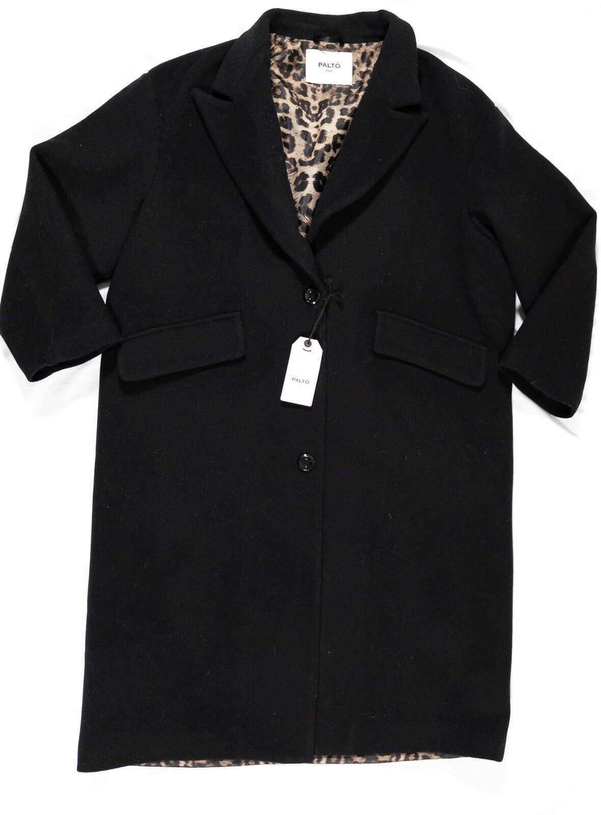 PALTO ITALIA Women's Black Wool Blend Coat Jacket Size UK 14