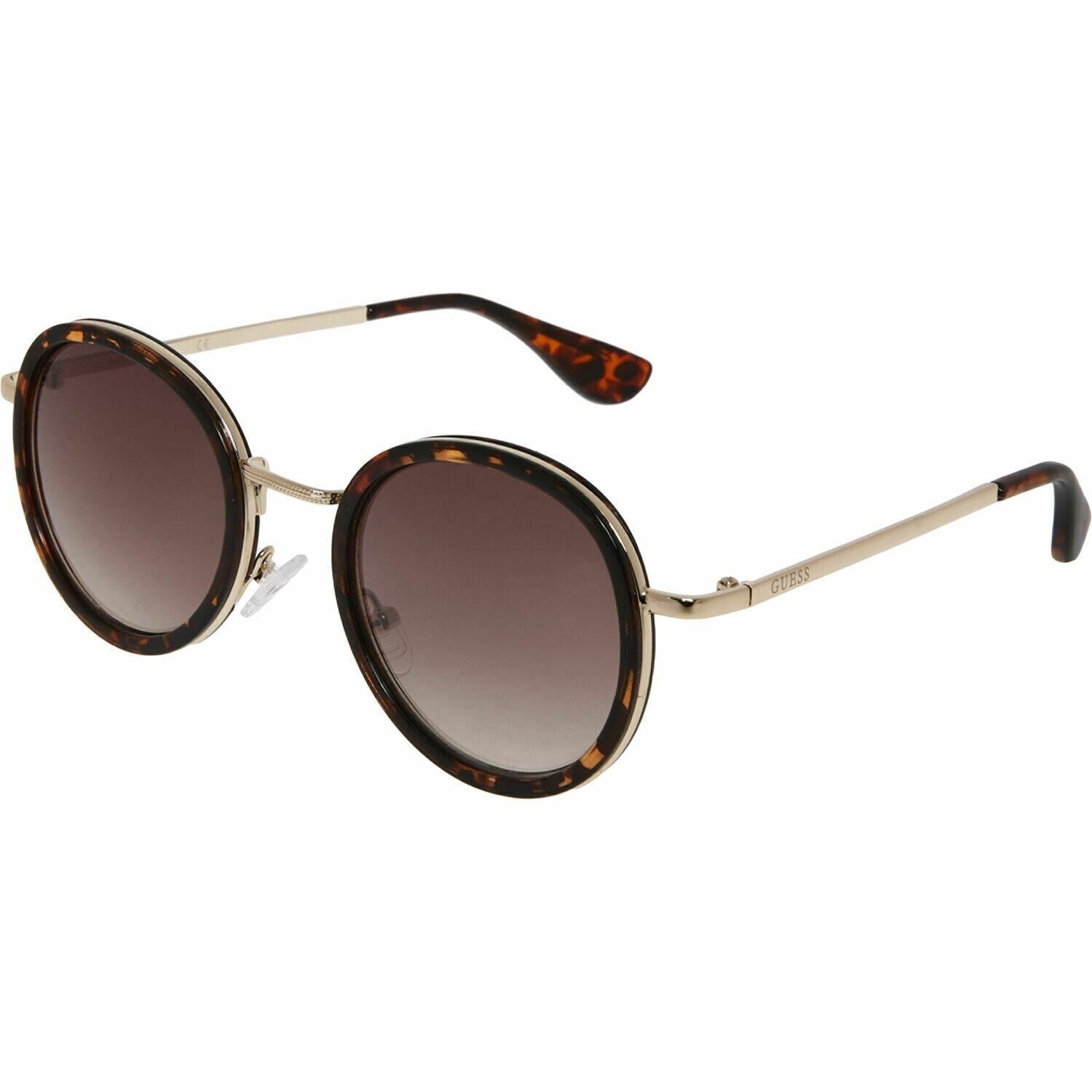 GUESS Womens Round Brown Tortoiseshell & Metal Frame Sunglasses, GF0303