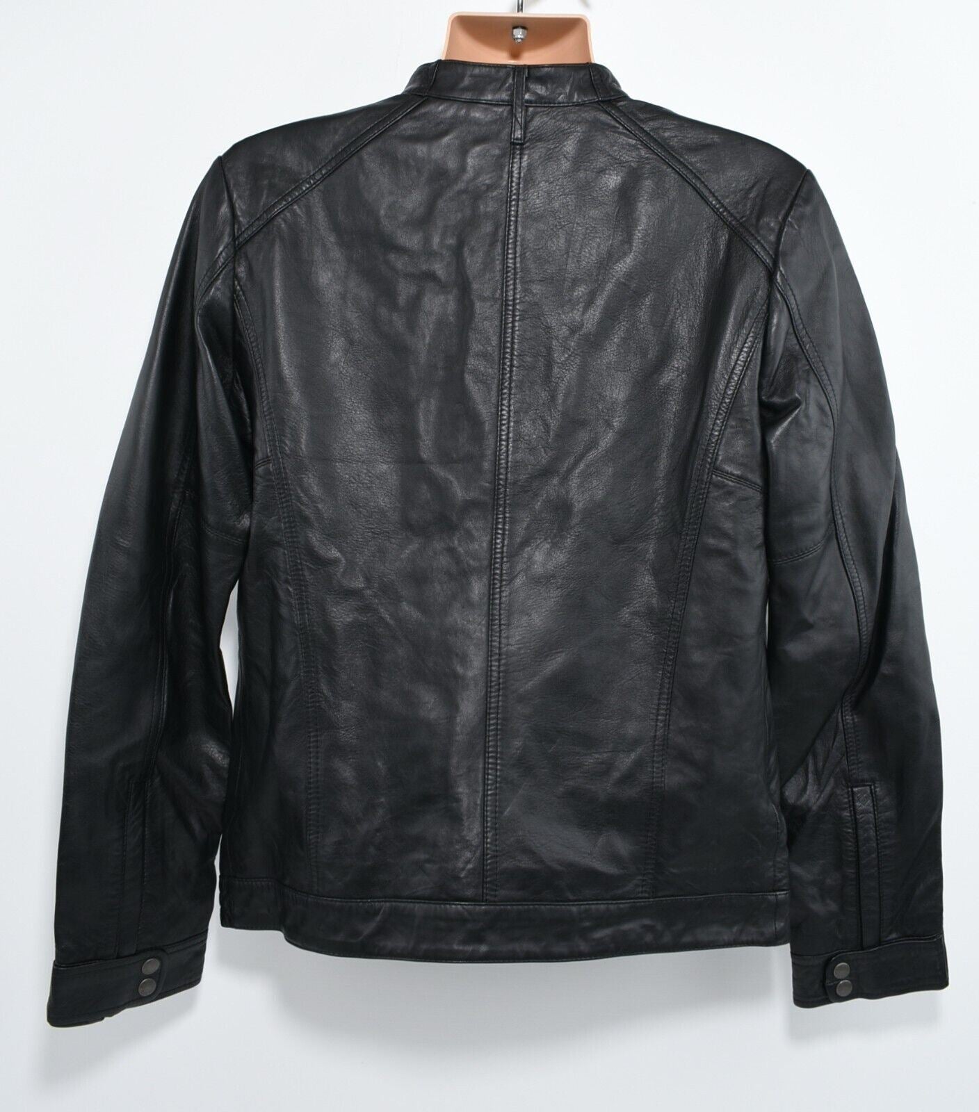 DIESEL Mens L-QUAD Genuine Leather Biker Jacket, Black, size MEDIUM